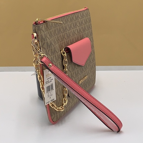 Michael Kors Jet Set LG 2 in 1 card case wristlet Wallet TEA ROSE COLOR - Picture 11 of 16